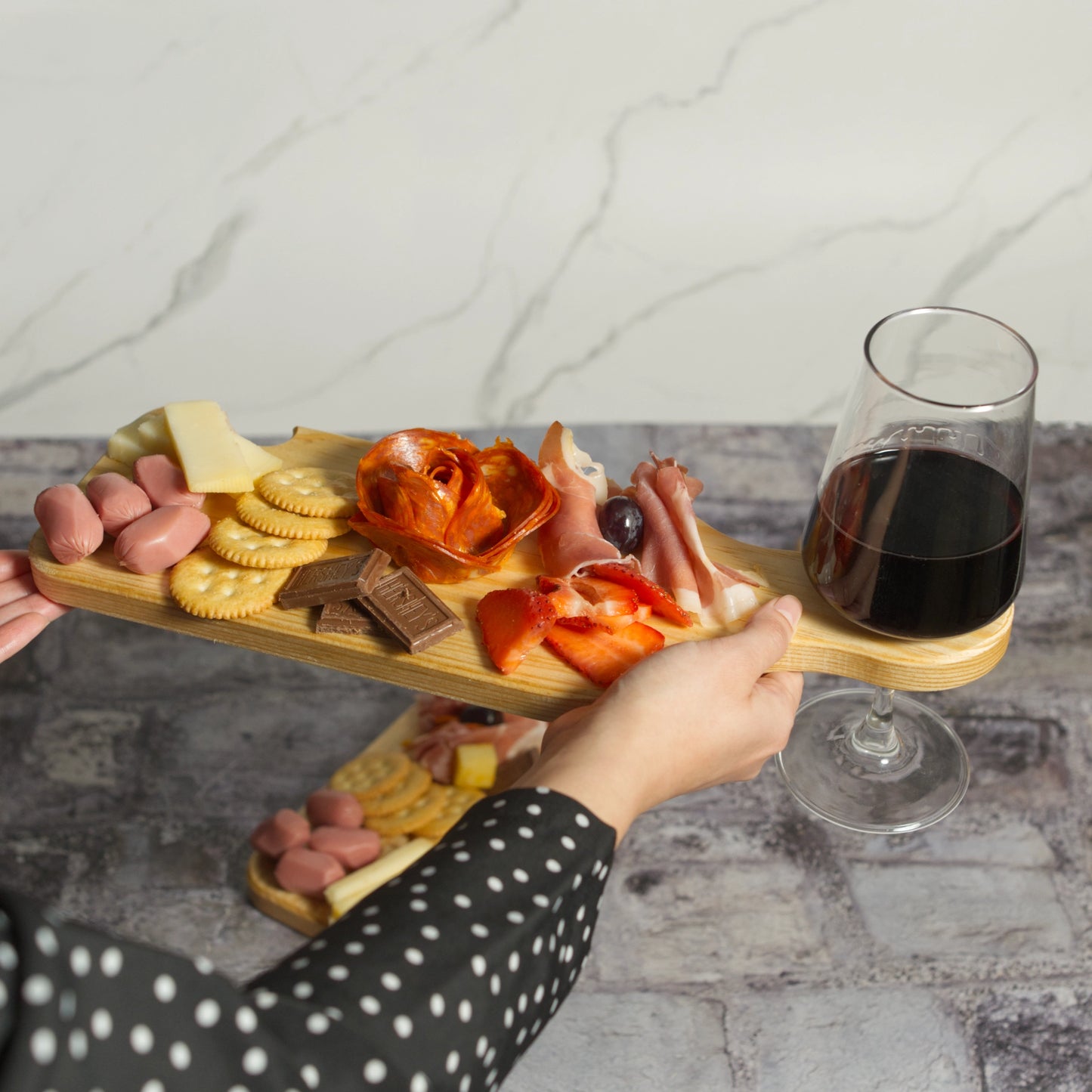 Tablas para Charcutería Porta Vino para Pareja (Par)